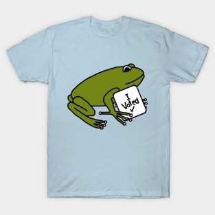 Vote Cute Green Frog with Voted Sign T-Shirt